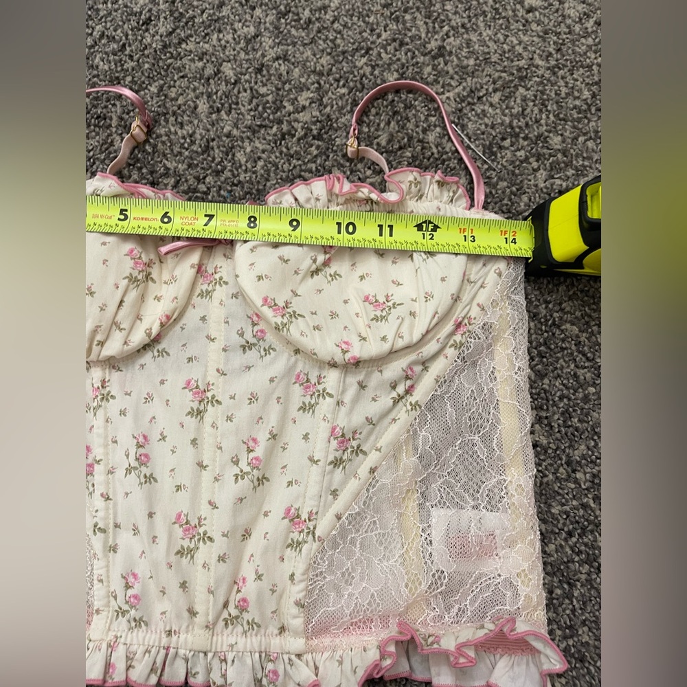 The Lace Collection Y2K Pink Floral Cottagecore Lace Corset M Camisoles Babydoll - Picture 8 of 9